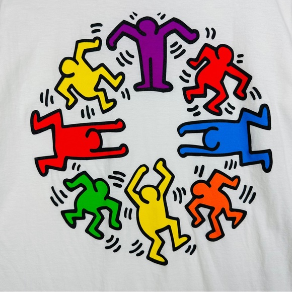 Urban Outfitters Keith Haring Dancing People Circle Short Sleeve Shirt Art Wear - Picture 4 of 8